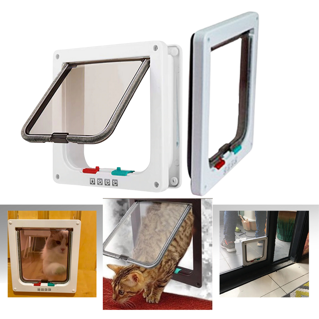 Chatière para porta Miarhb, porta com abertura para gatos, com chapa transparente e estrutura resistente para entrada de felinos.