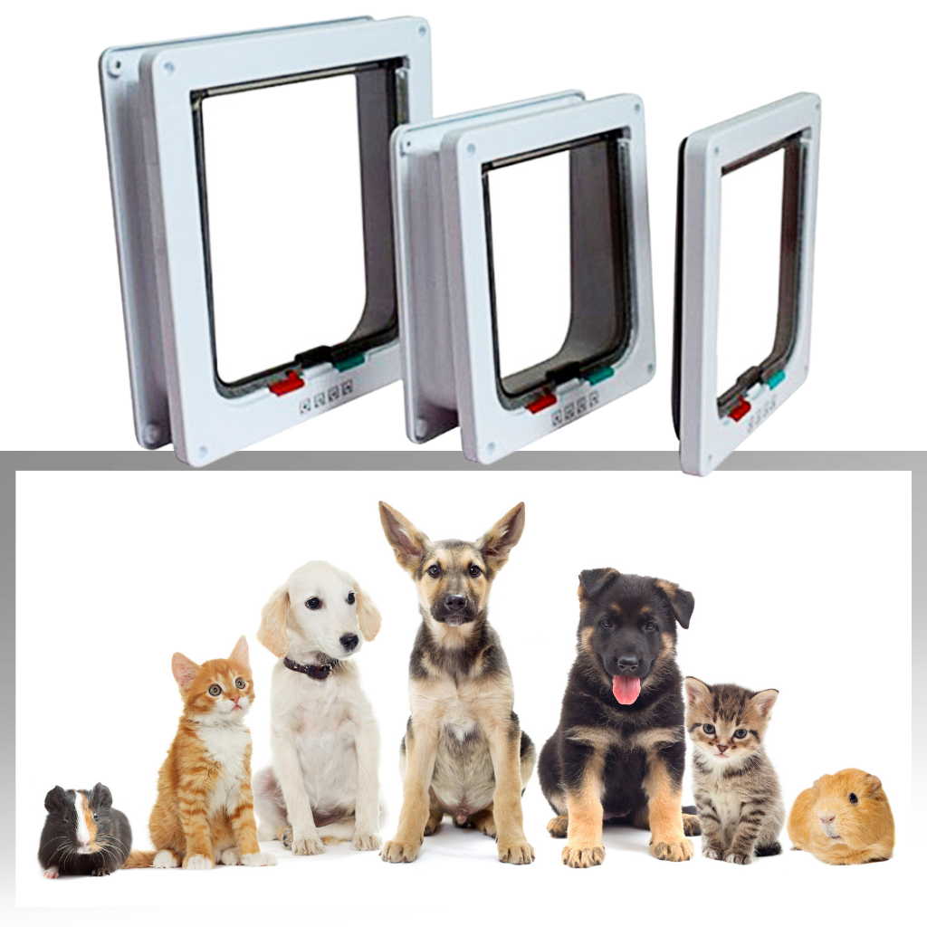 Porta de entrada para gatos e cachorros da marca Miarhb, chatière com abertura para animais de diferentes tamanhos.
