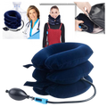 Colar inflável para suporte cervical, produto de cuidado para o pescoço, da marca Amc, usado para tração cervical e relaxamento do pescoço.