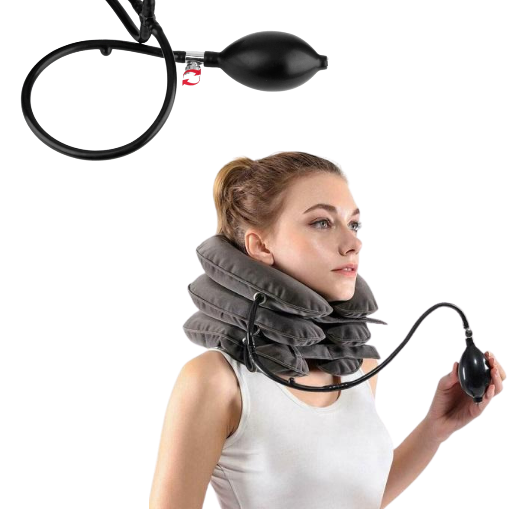 Colar de tração cervical inflável da Amc para suporte do pescoço e alívio do desconforto na região cervical.