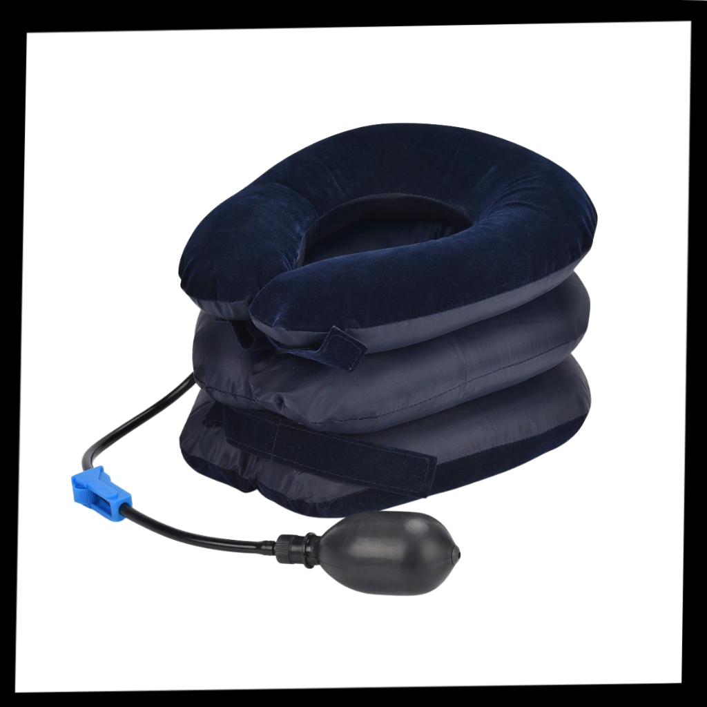 Colar inflável de tração cervical da Amc, suporte para o pescoço e alívio do desconforto na região cervical.