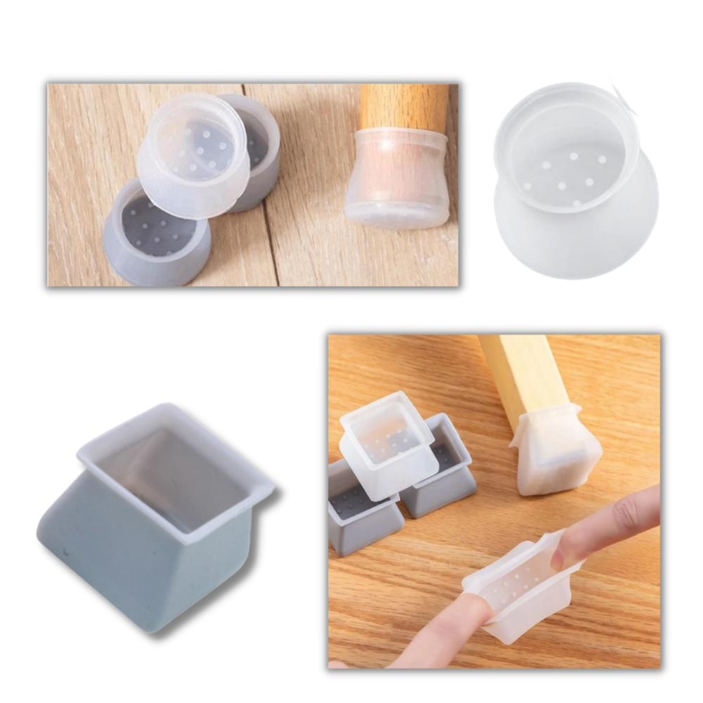 Conjunto de 8 protetores de silicone para pernas de móveis, acessórios para mesas da marca Eastjing, em cores neutras.