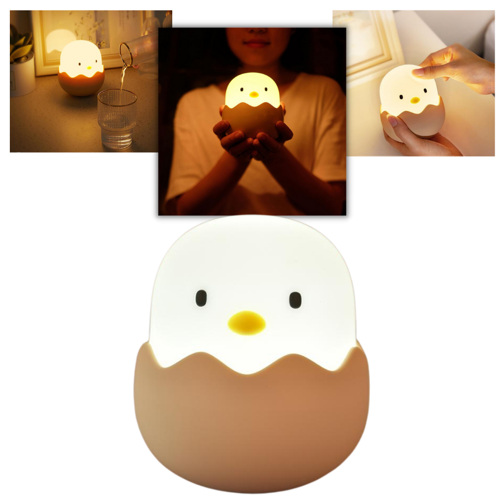 Lâmpada de noite em forma de pintinho da Outdo Electronics, luz LED ajustável com sensor de toque, iluminação suave e portátil