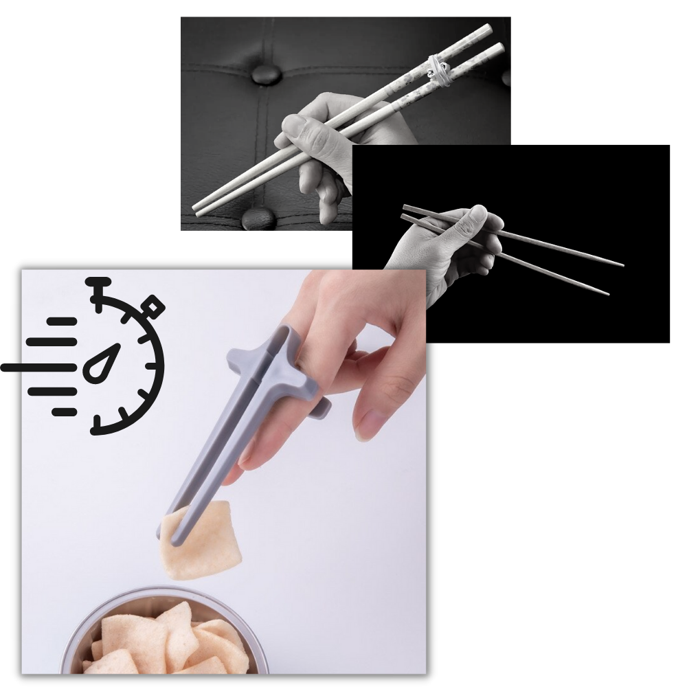 Hashtag: Baguetes ergonômicas Yiisu para os dedos, utensílio de artes de mesa, com design confortável e funcional para refeições.