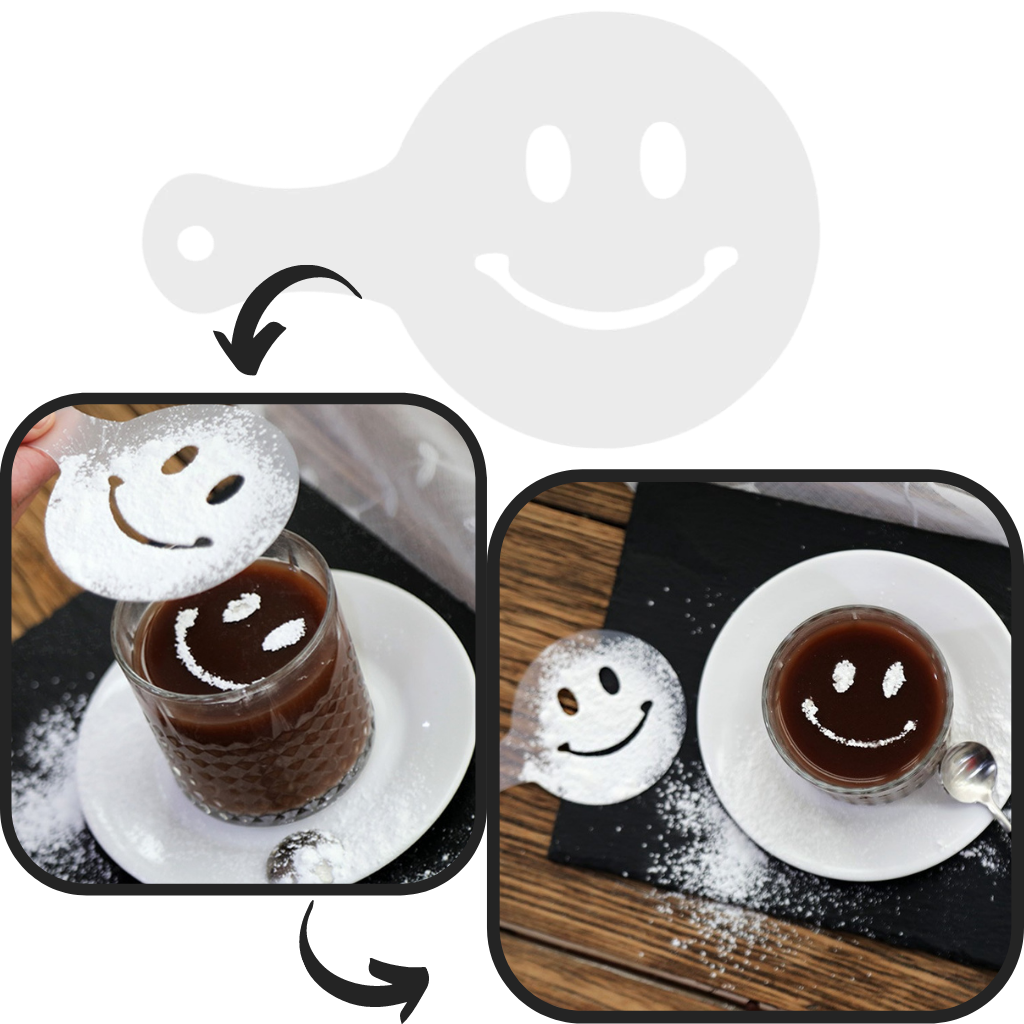 Pochoirs para café Eastjing com 16 peças para decorar bebidas com desenhos de barista em eletrodomésticos de pequeno porte