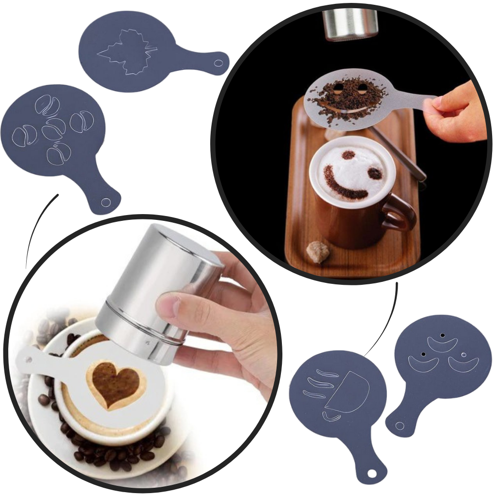 Pochoirs para café da Eastjing, conjunto com 16 peças de material de grau alimentício para decoração de bebidas.