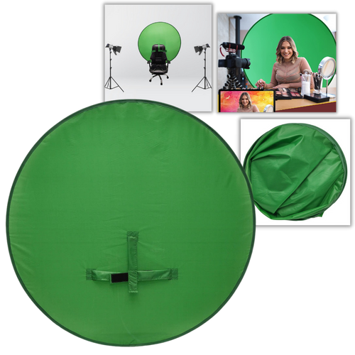 Fundo verde dobrável para cadeira, acessório de vídeo da marca Boobeauty, com superfície lisa para gravações.