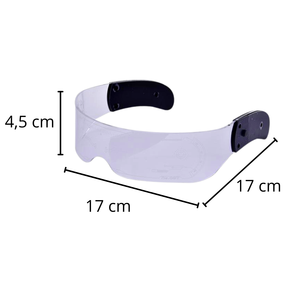 Óculos de sol East-Tamaki com luzes LED coloridas, armação moderna e lentes espelhadas iluminadas.