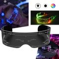 Óculos de sol East-Tamaki com lentes LED coloridas e iluminação vibrante, estilo moderno e divertido para festas e eventos.