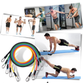 Conjunto completo de 11 faixas de resistência para exercícios, marca Coutlet, com diferentes níveis de elasticidade.