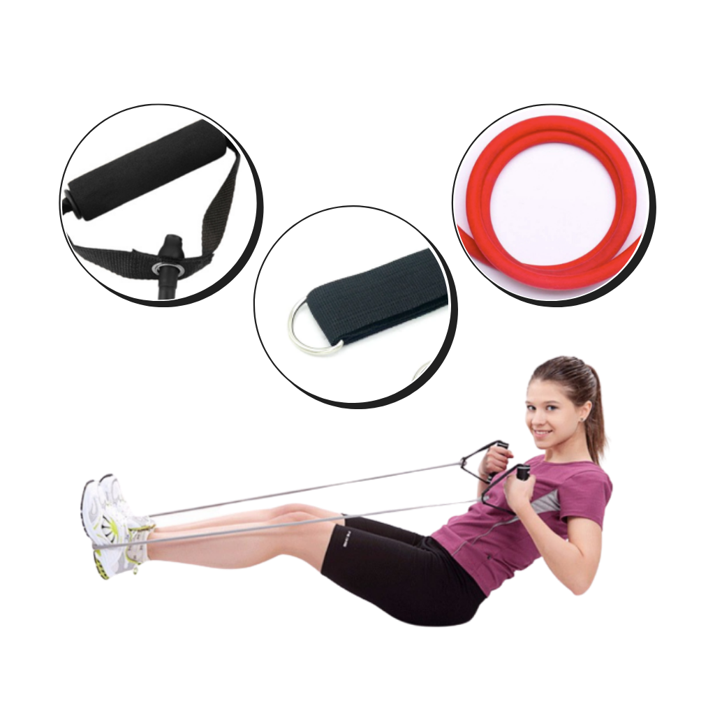 Conjunto de 11 faixas de resistência para exercícios da marca Coutlet, feitas de material durável, ideal para treinos variados.