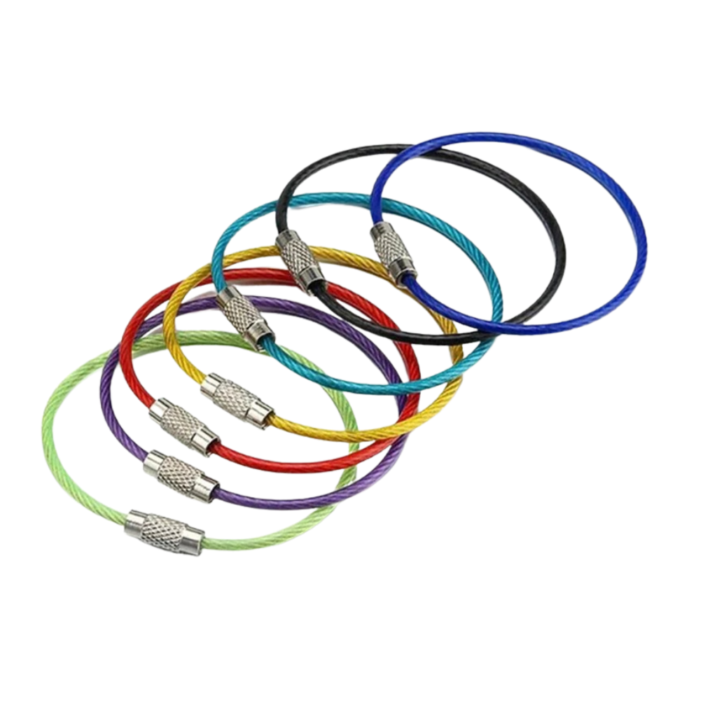 Conjunto de 20 porta-chaves em fio de aço flexível da Sunshine, design criativo e resistente para chaves e acessórios.