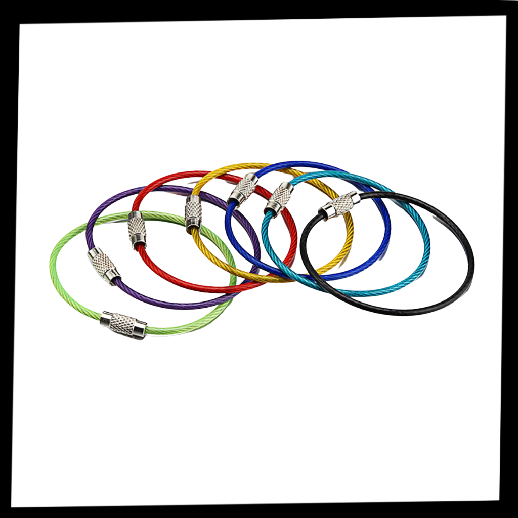 Conjunto de porta-chaves Sunshine em fio metálico flexível com cores criativas e design de trava de aço.