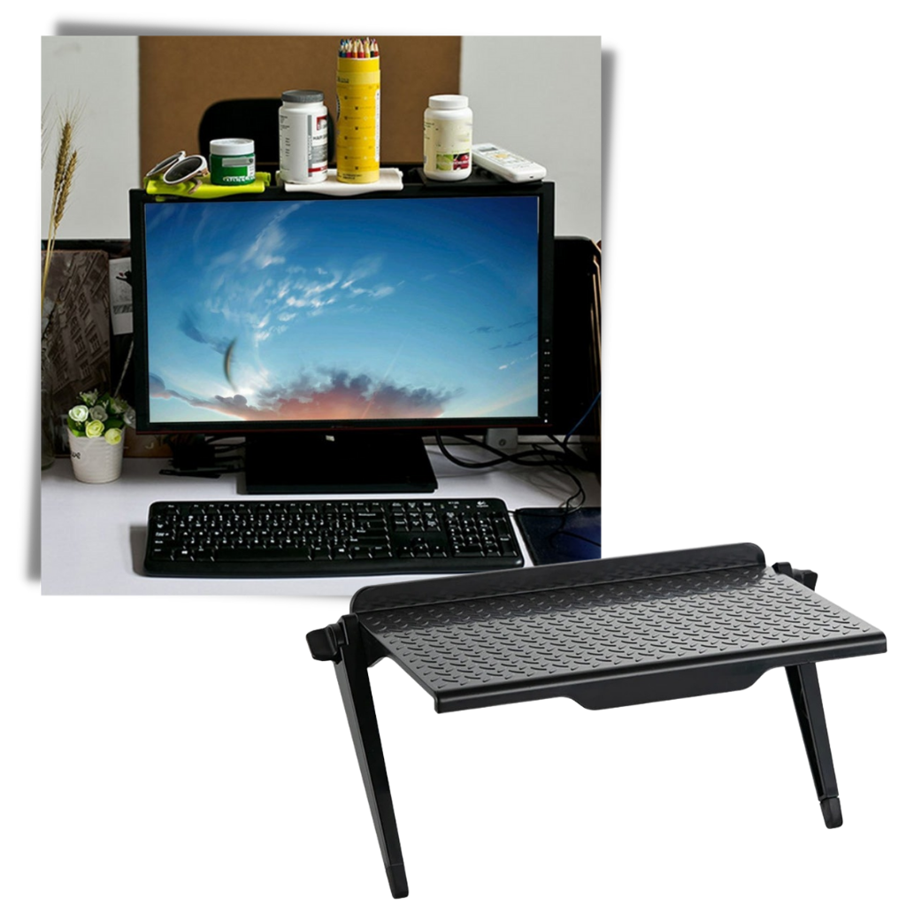 Escritório multifuncional Daciye com prateleira para monitor, espaço eficiente para trabalho e organização.