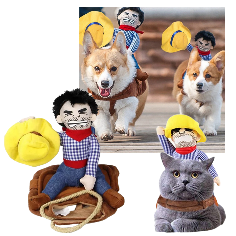 Fantasia de cow-boy para cachorro, acessório para cães da marca Midlee, com chapéu e jaqueta de fantasia.