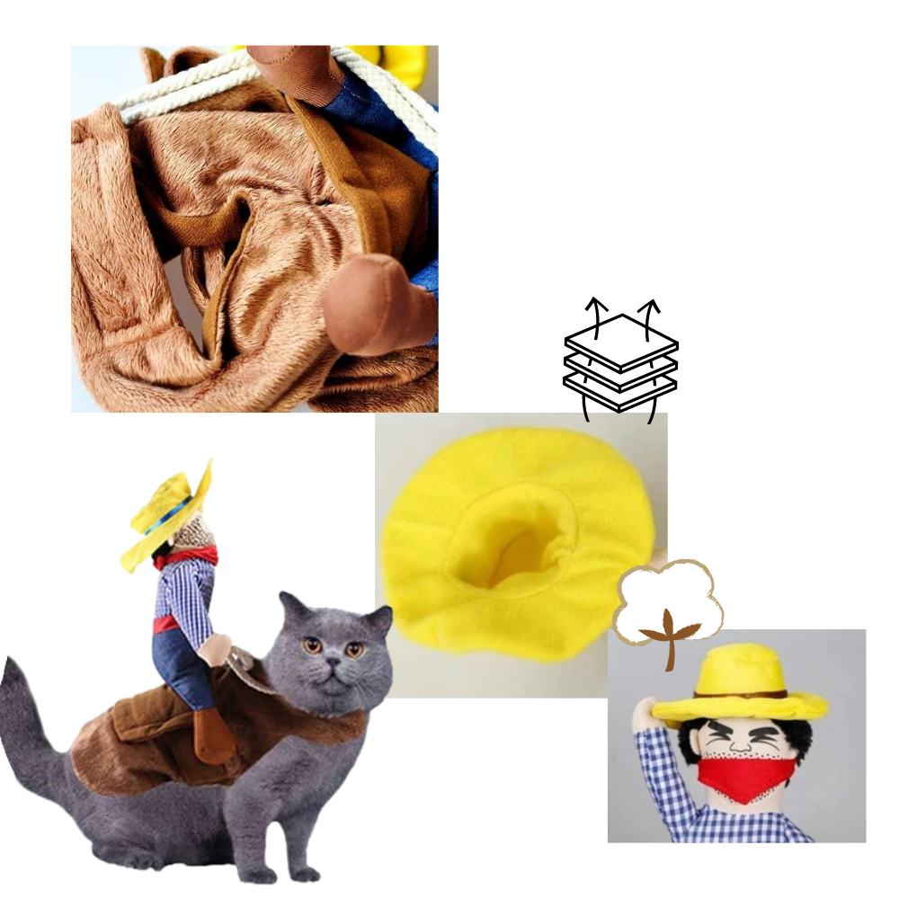 Fantasia de cowboy para cachorro, acessório para cães da marca Midlee, com detalhes de material visíveis na imagem.