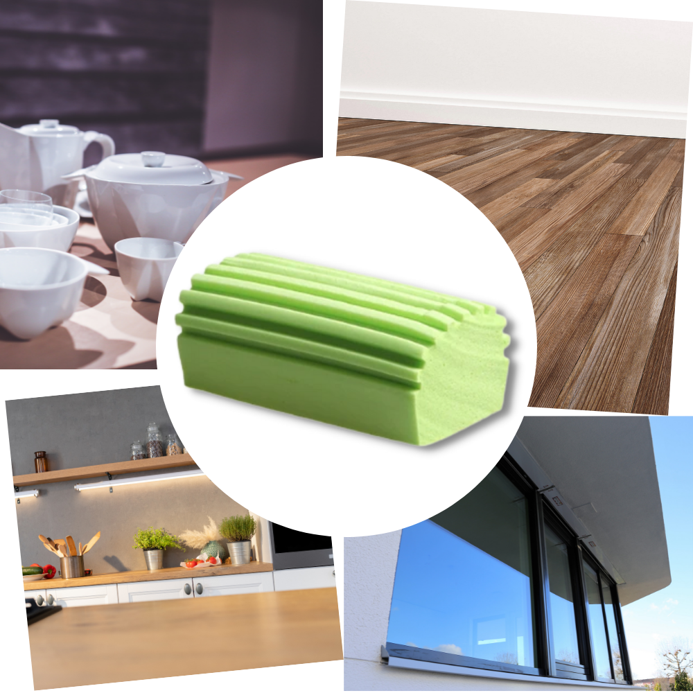 Esponja absorvente multifuncional da Ramoni para limpeza doméstica, superfície resistente e fácil de usar.