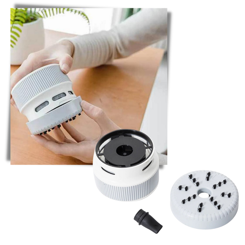 Aspirador de escritório Zoiuytrg com design destacável, compacto e portátil para limpeza de superfícies de mesa.