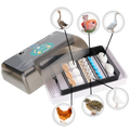 Incubadora automática de ovos Yescomusa para diferentes aves, exibindo painel digital e ovos dentro do aparelho de incubação.