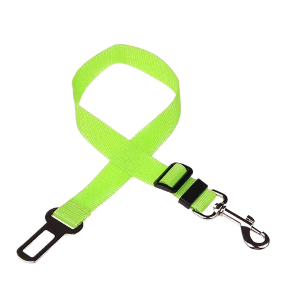 Cinto de segurança ajustável verde para cães, acessório de segurança para carro, marca Egmy, resistente e confortável.