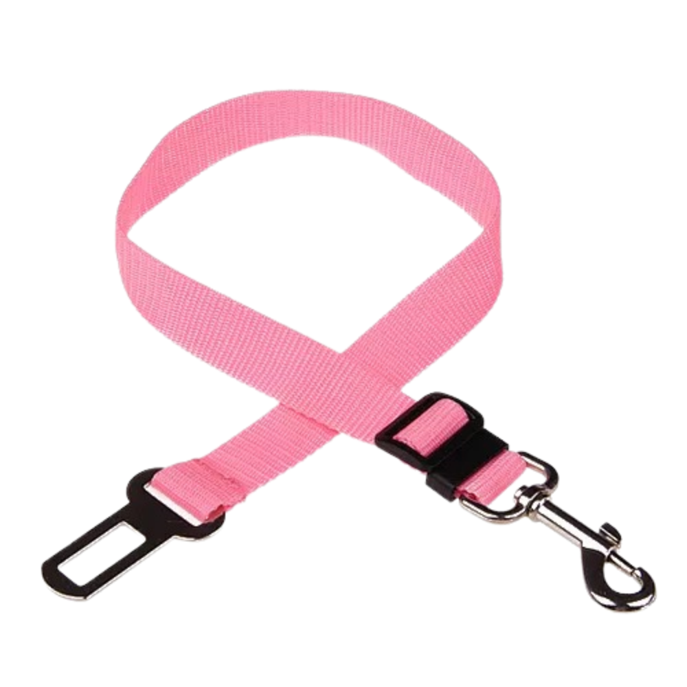 Cinto de segurança ajustável para cães Egmy na cor rosa, acessório para transporte seguro de animais em carros