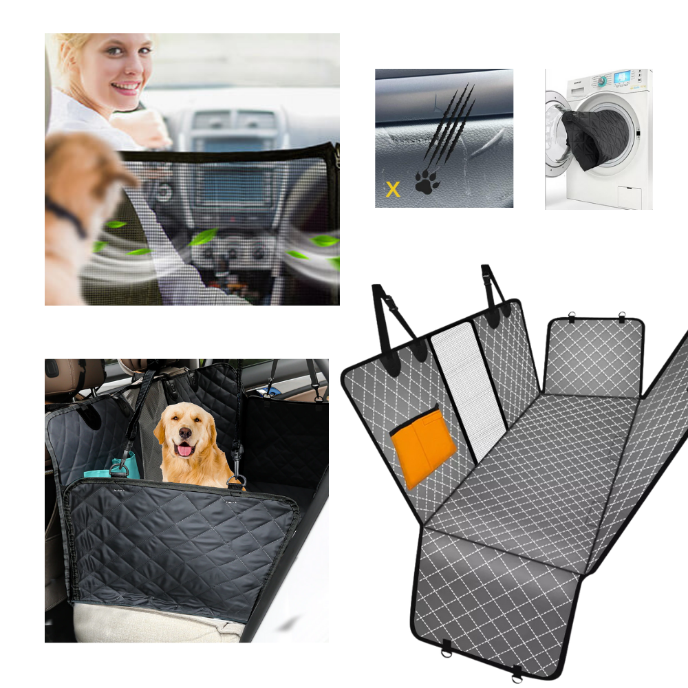 Capa de assento para carro para cachorro da marca Namotu, protege o banco e oferece conforto para o cão durante viagens.