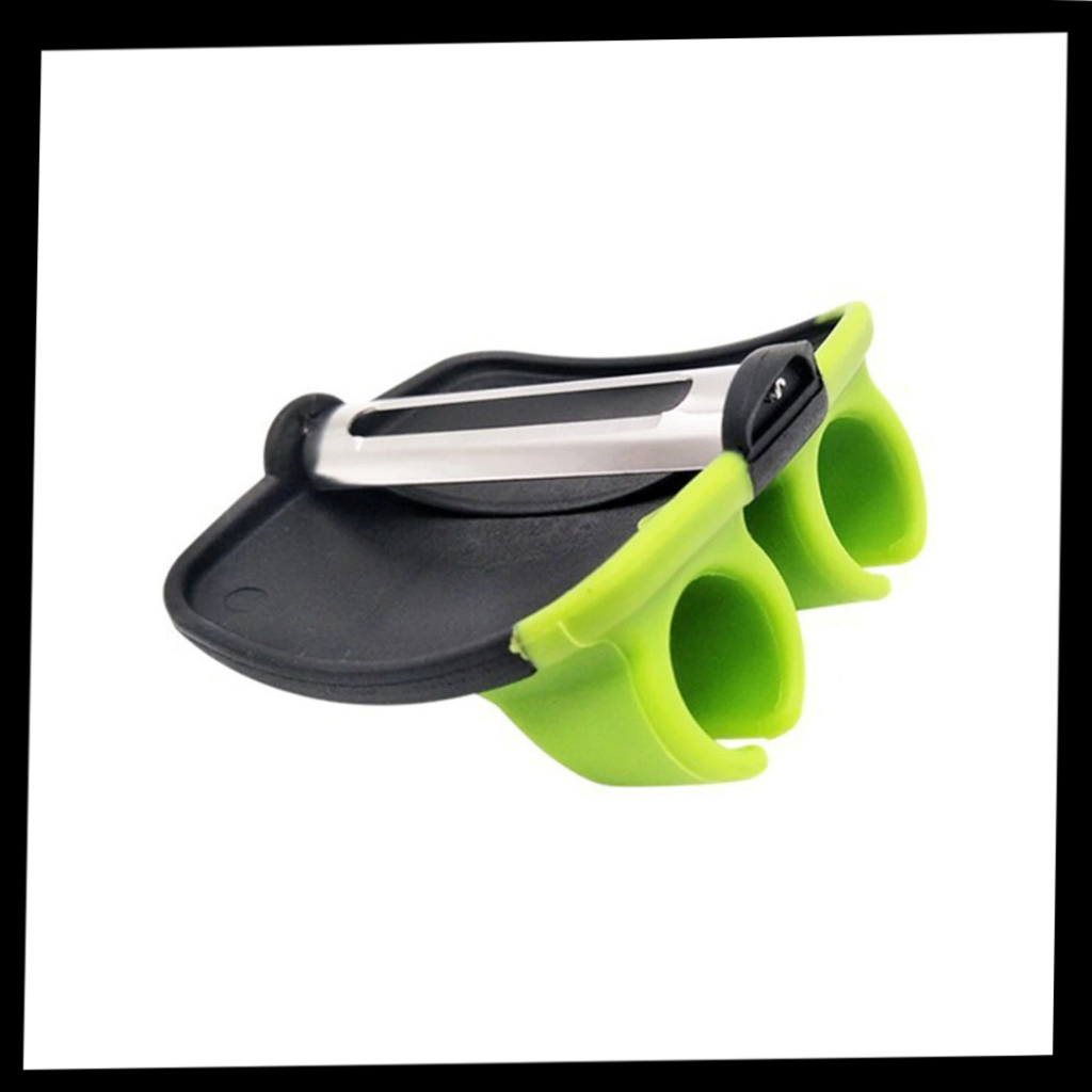 Econome de dois dedos Fansoubay para descascar frutas e vegetais, utensílio de cozinha prático e compacto.