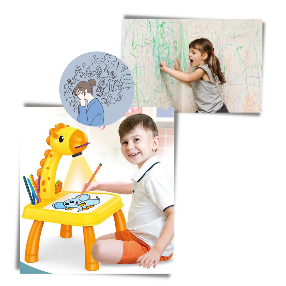 Quadro de desenho de projeção para crianças da Kanaroous, com superfície para criar desenhos e projeções educativas.