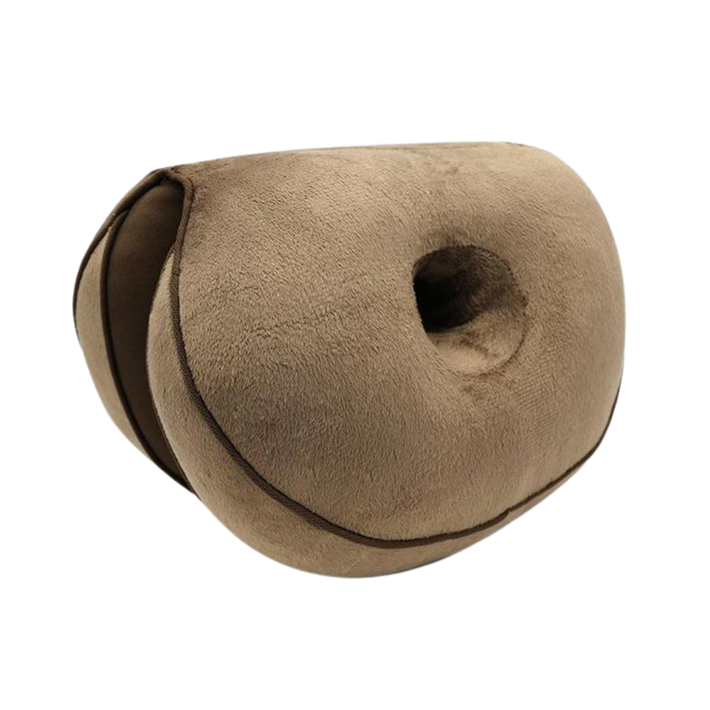 Almofada de assento dupla para as nádegas da marca Wisremt, ideal para cuidado das costas, na cor marrom.