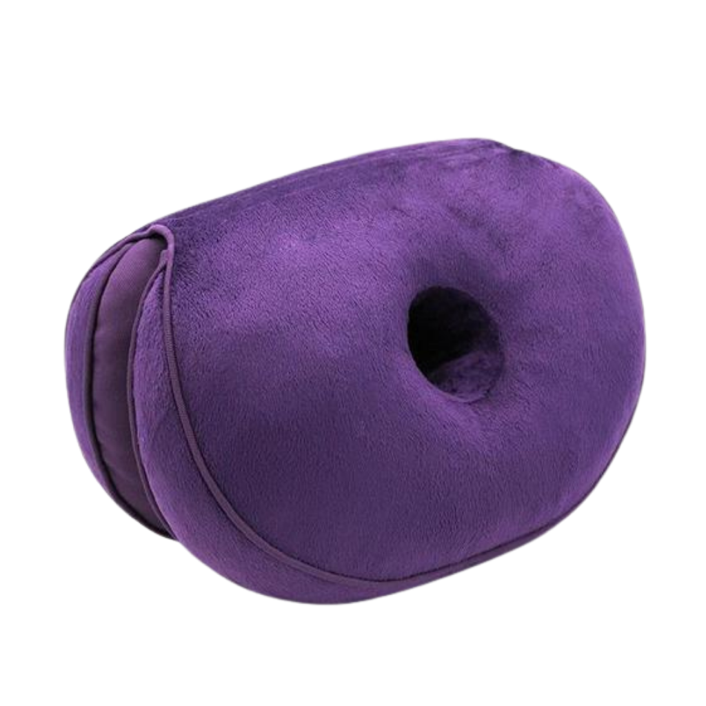 Capa de assento dupla da Wisremt para cuidado das costas, almofada de assento confortável para as nádegas em roxo