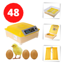 Incubador automático de ovos Yescomusa para 48 ovos, equipamento de criação com controle de temperatura e umidade.