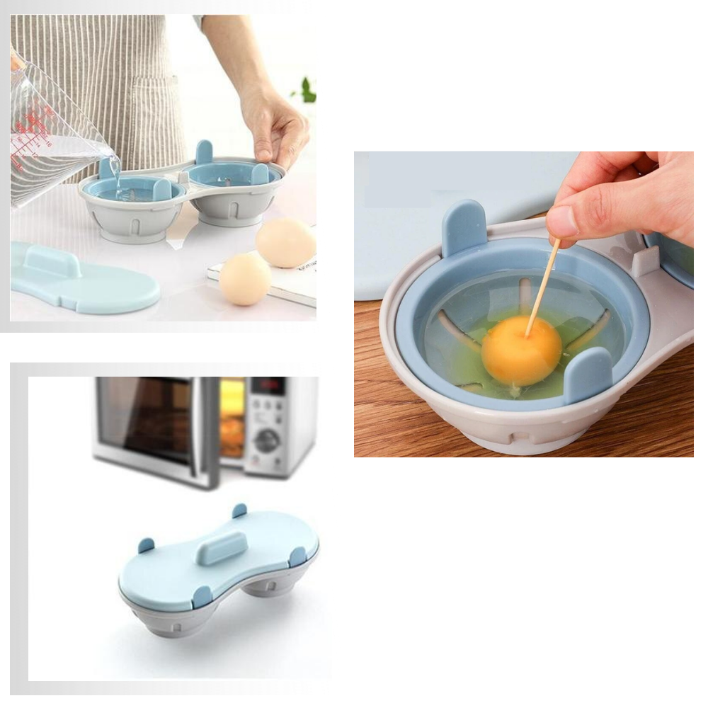 Caixa de cozimento de ovos a vapor Binpure, eletrodoméstico de cozinha, mostrando a tampa e compartimentos para cozinhar ovos.