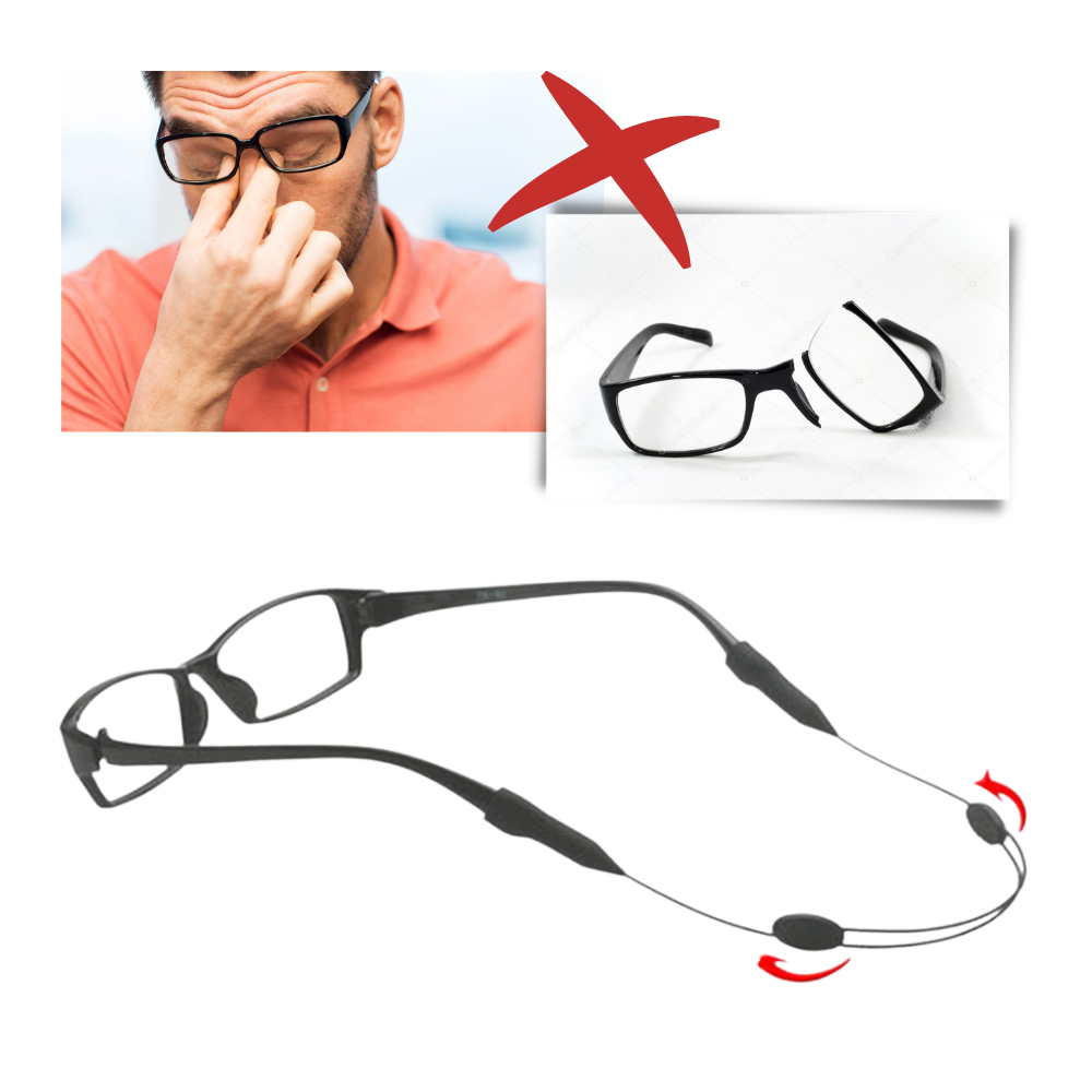Cordon de cou réglable pour lunettes Homyl, acessório de cuidados dos olhos com design ajustável e confortável.