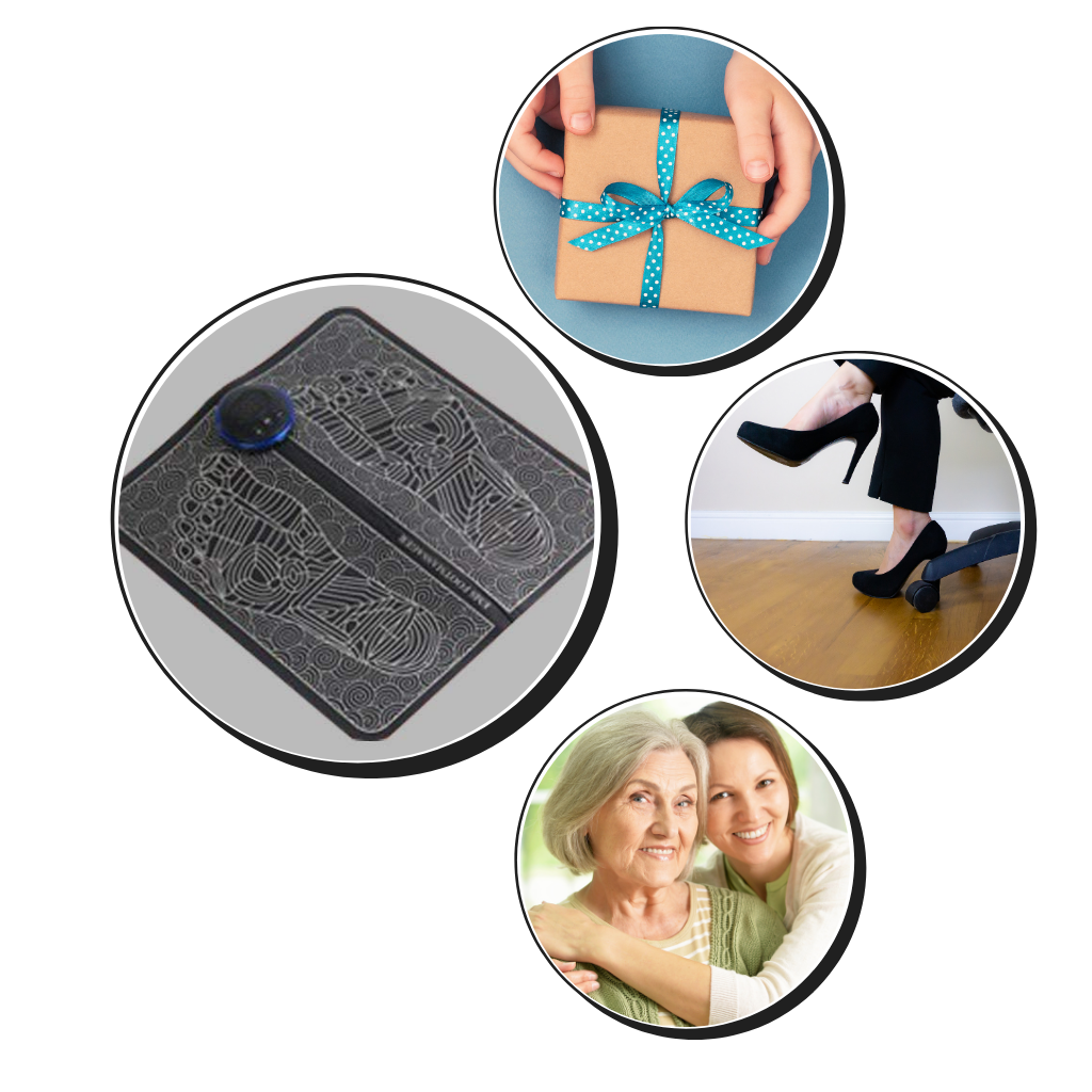 Tapete de massagem elétrica para pés Kzkr, com tecnologia EMS para cuidado relaxante e alívio dos pés.