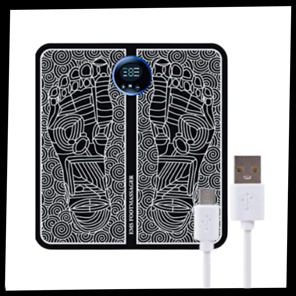 Tapete massageador elétrico para pés EMS da Kzkr, com almofada de massagem e tecnologia de estímulo elétrico para relaxar os pés.