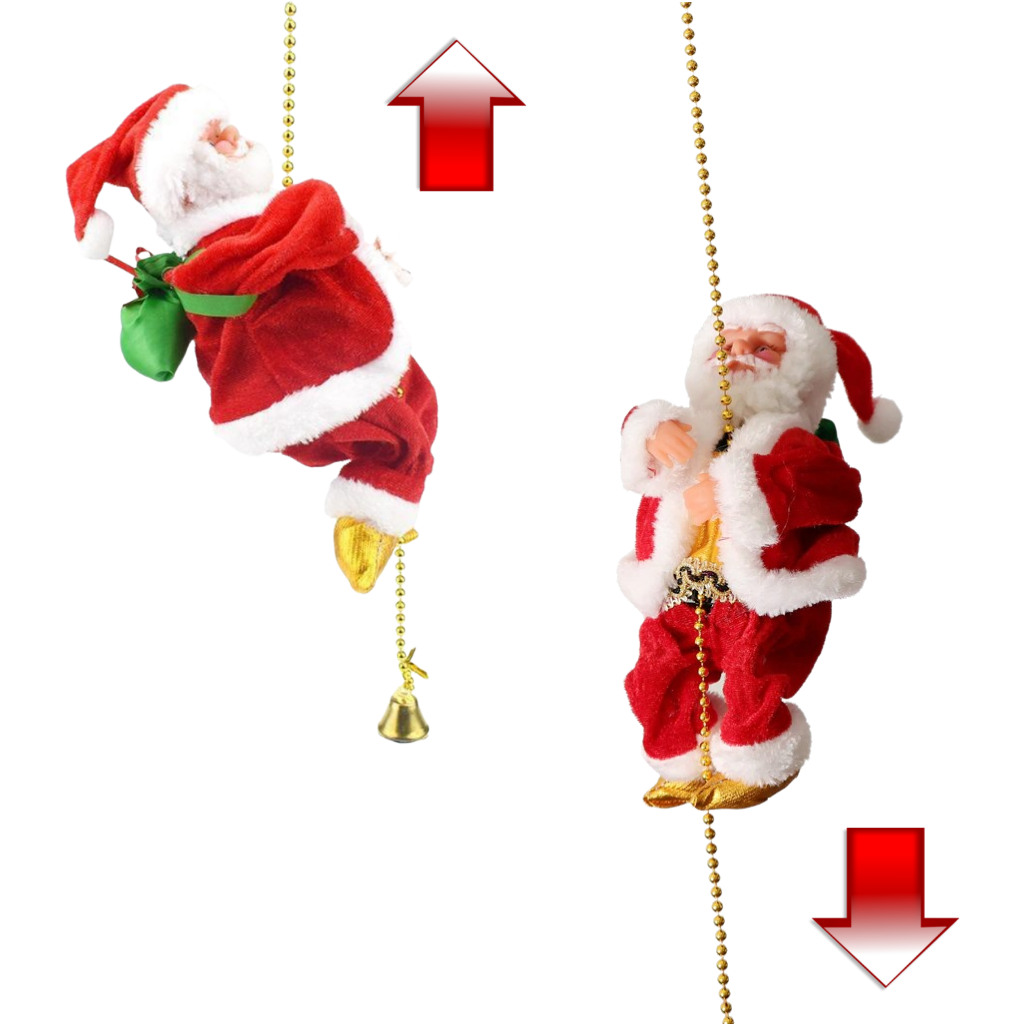 Decoração elétrica de Natal com Papai Noel escalador da marca Bagilaanoe, brinquedo decorativo natalino em movimento.