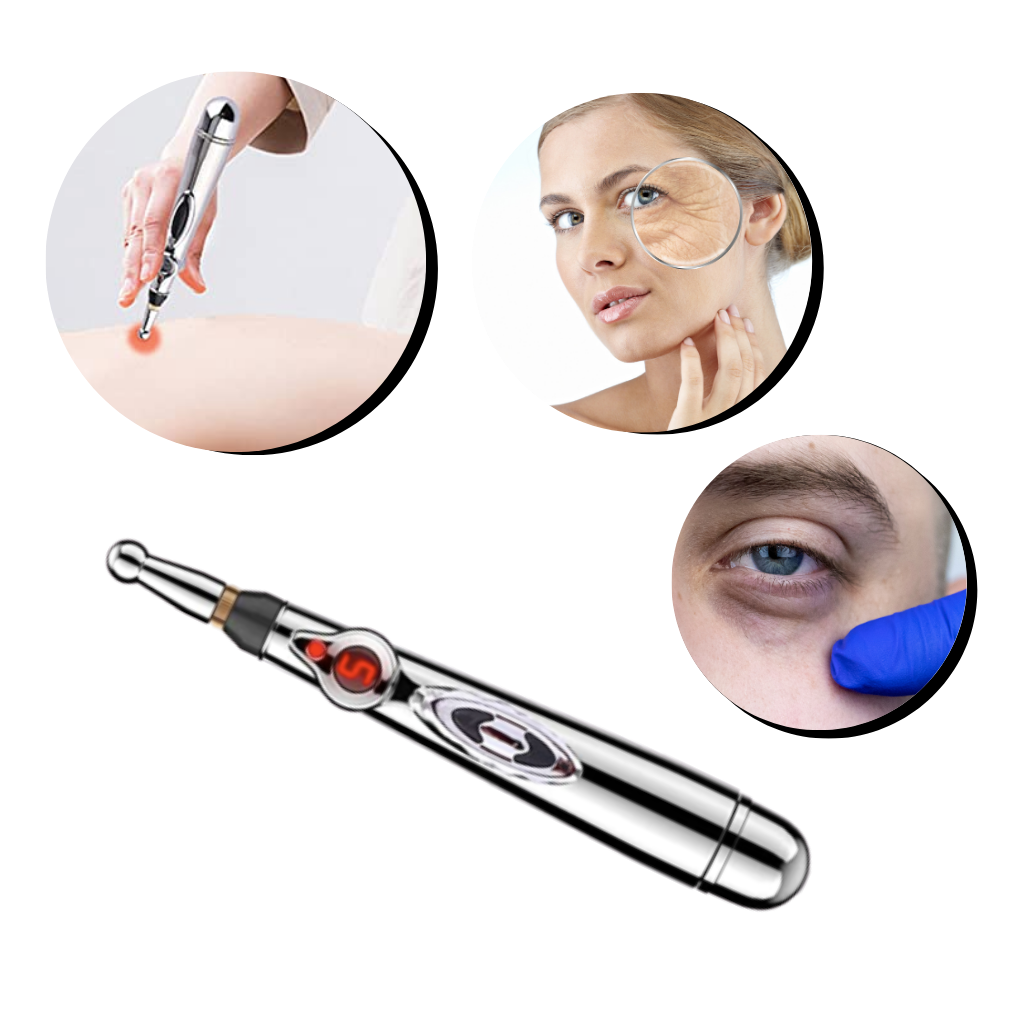 Caneta de acupuntura digital Netjett, ferramenta eletrônica multifuncional para massagem e estímulo de pontos de acupuntura.