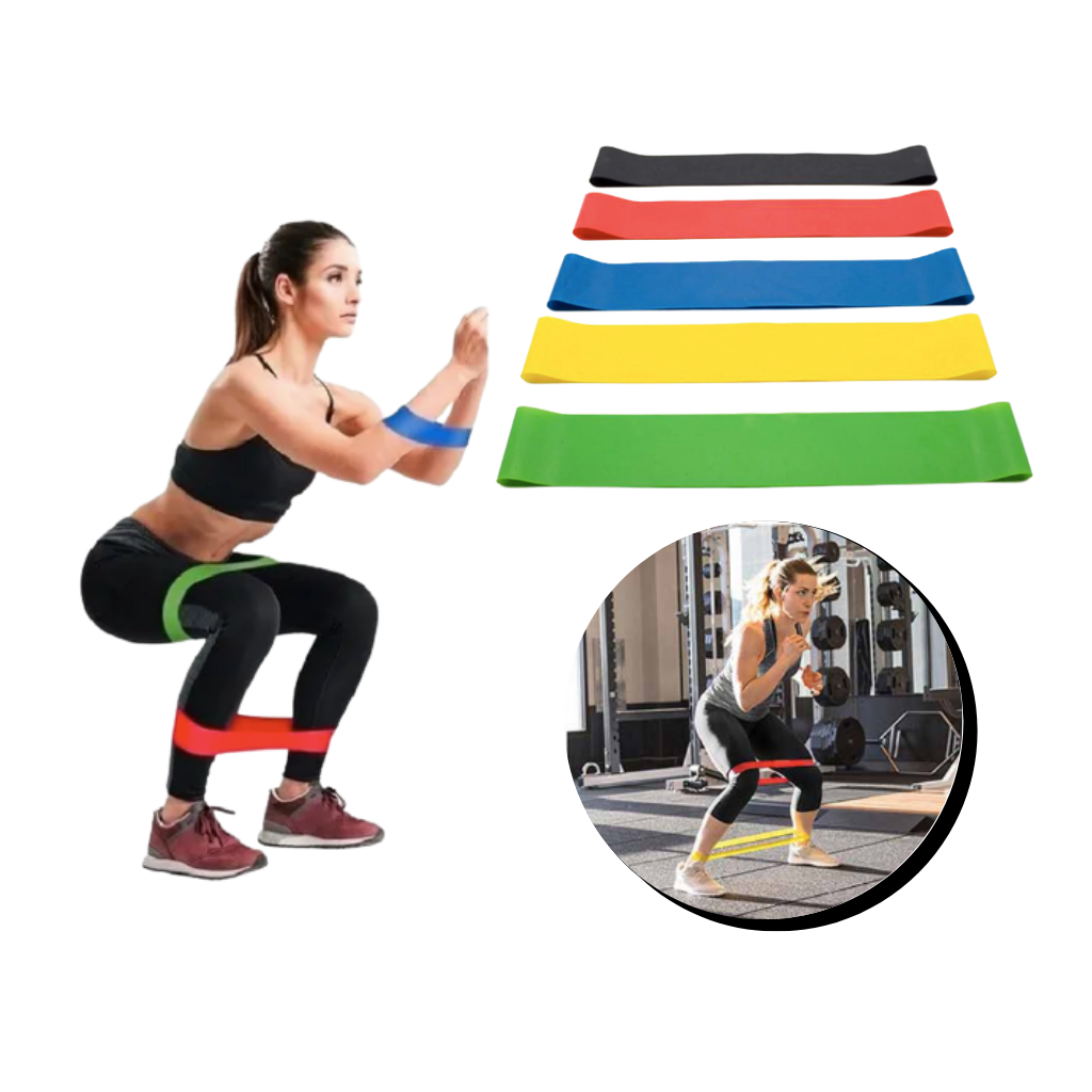 Faixa de resistência de látex Qsports para exercícios, ideal para treinos de musculação e fortalecimento para homens e mulheres.