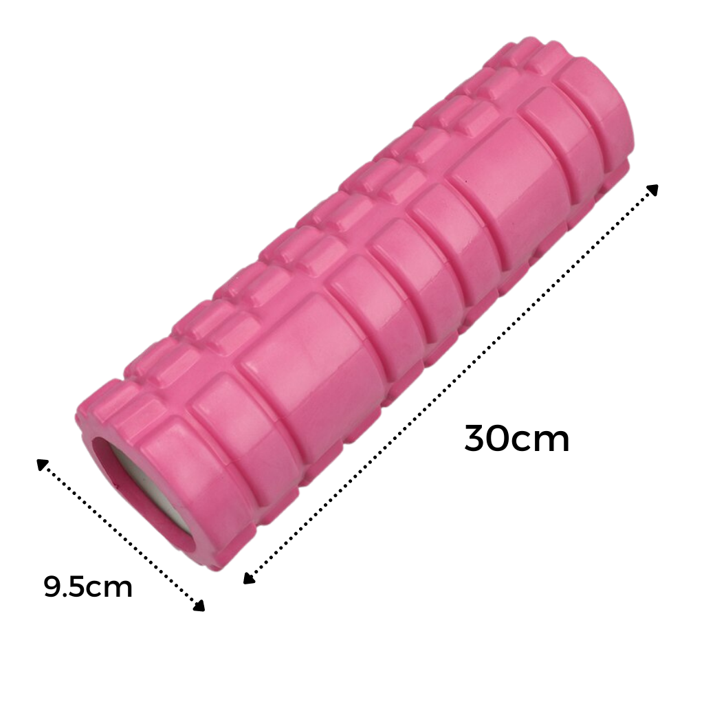 Rolo de espuma Black para massagem, ideal para exercícios de Pilates e yoga, com superfície texturizada para liberação miofascial.