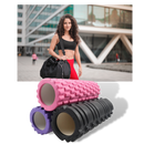 Rolo de espuma leve e portátil para exercícios de massagem, ideal para Pilates e yoga, na cor preta.