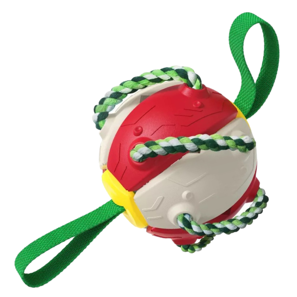 Disco de frisbee para cachorro da marca Cn, em cores vermelho e bege, acessório para brincar e treinar cães.