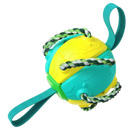 Disco de frisbee amarelo e azul para cães, acessório de brinquedo para pets da marca Cn, feito de material leve e durável.