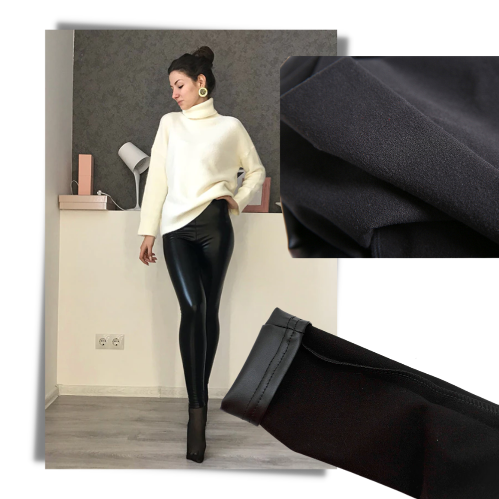 Calça feminina de couro sintético de cintura alta da marca Manifique, com acabamento confortável e ajustado ao corpo.