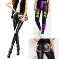 Calça de couro artificial de cintura alta da marca Manifique, estilo ajustado e moderno, em tom preto.