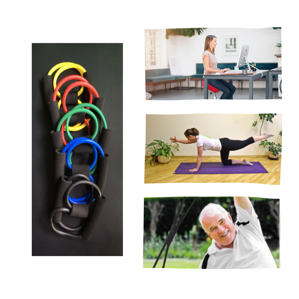 Faixa de resistência com alças da Tomfoto, ideal para exercícios físicos, na cor preta e tamanho compacto.