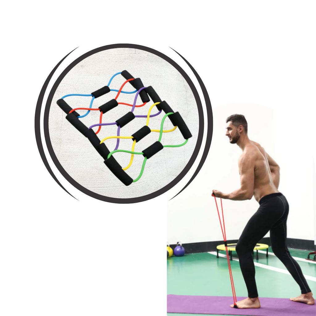 Faixa de resistência Tomfoto com alças e design em figura 8 para exercícios físicos e fortalecimento muscular.