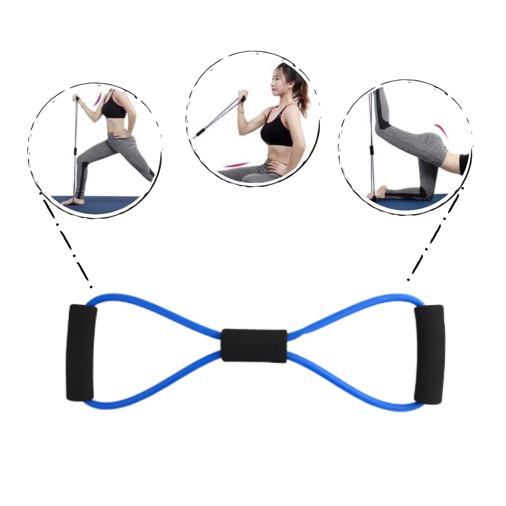 Faixa de resistência com alças Tomfoto, ideal para exercícios físicos, em formato de oito, com pegadores para maior conforto.