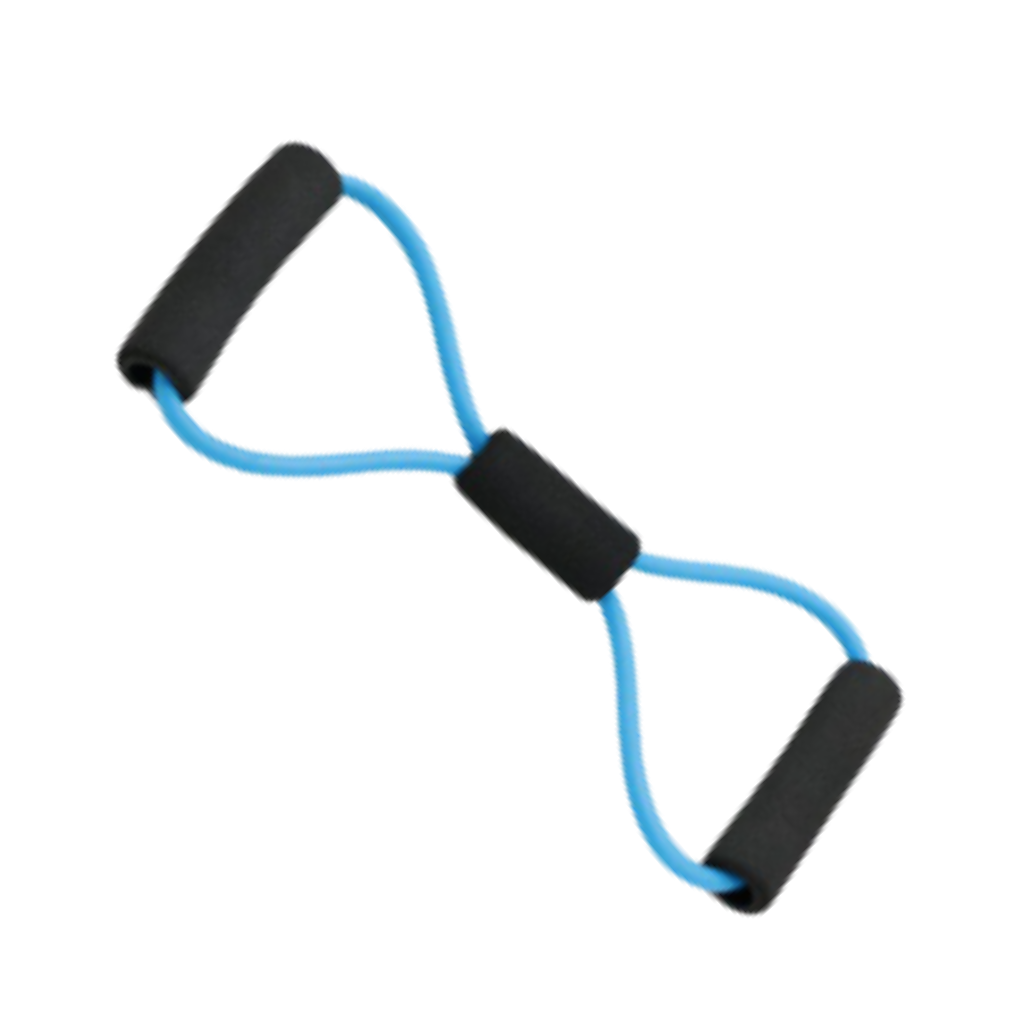 Faixa de resistência com alças da marca Tomfoto, usada para exercícios físicos, azul, com alças ergonômicas.