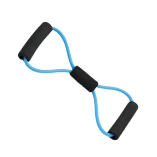 Faixa de resistência com alças da marca Tomfoto, usada para exercícios físicos, azul, com alças ergonômicas.