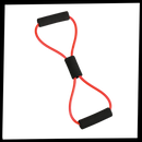 Faixa de resistência Tomfoto com alças, ideal para exercícios físicos, em cor preta e detalhes em vermelho.